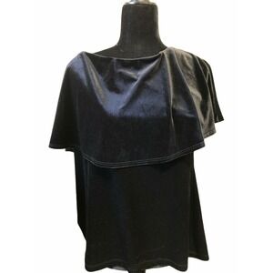 S. Levine Velvet Capelet Top Women XL Black Off Shoulder Evening Party Cocktail